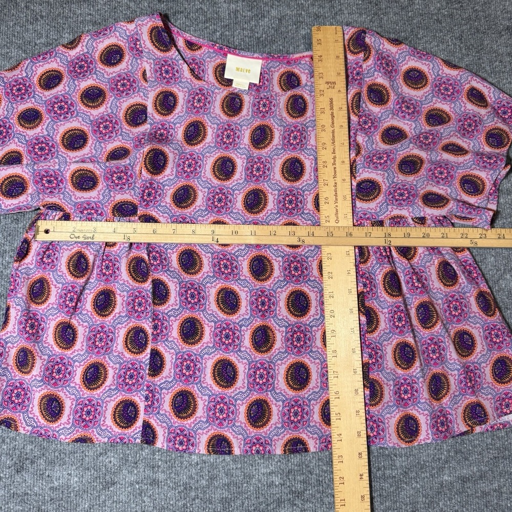 Maeve Anthropologie Pink Purple Geometric Psychedelic Blouse Small Hippie - Picture 6 of 14